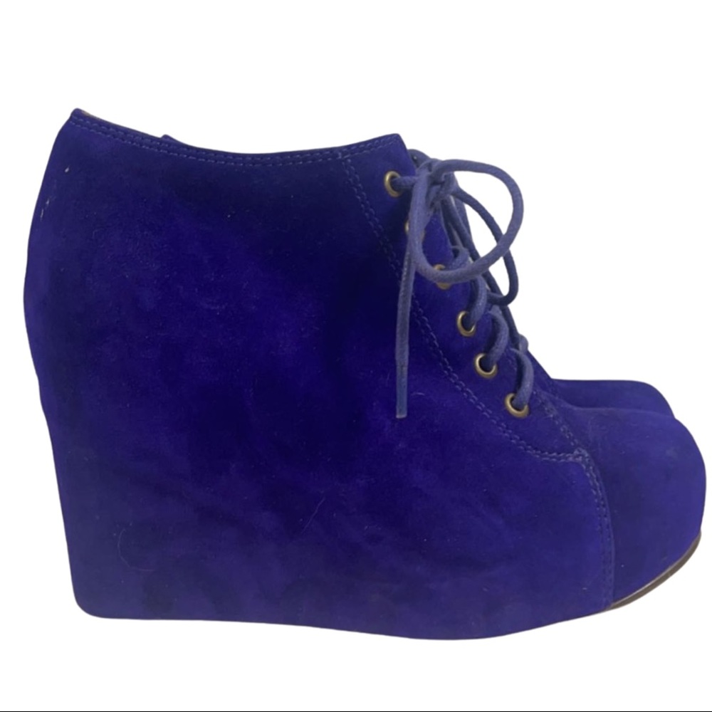Jeffrey Campbell royal blue lace up booties